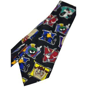 VTG 1994 Looney Tunes Mania Men’s Neck Tie 3.75" Taz Bugs Bunny Sylvester Daffy